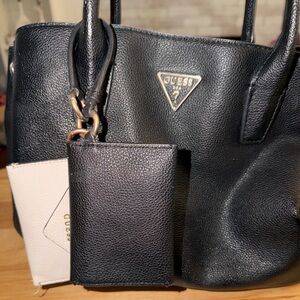 GUESS Black Satchel - Logo, charm keychains, roomy